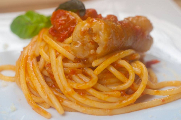 Spaghettone con ventriciello do stoccafisso