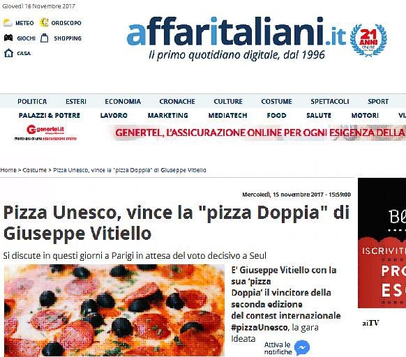 Pizza Unesco, vince la 'pizza Doppia' di Giuseppe Vitiello