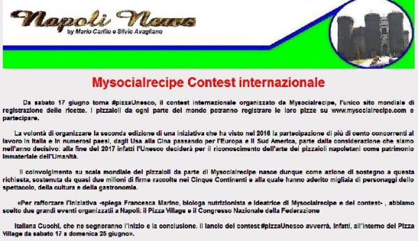 Mysocialrecipe presenta il #pizzaUnesco contest internazionale