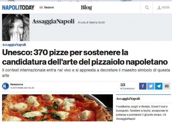 Unesco: 370 pizze per sostenere la candidatura dell'arte del pizzaiolo napoletano - Blog „Unesco: 370 pizze per sostenere la candidatura dell'arte del pizzaiolo napoletano“  Potrebbe interessarti: http://www.napolitoday.it/blog/assaggianapoli/can