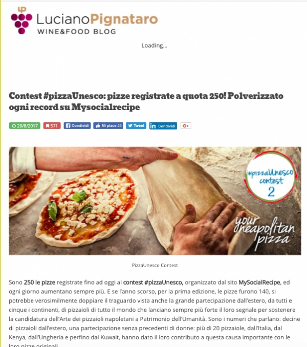 Contest #pizzaUnesco: pizze registrate a quota 250! Polverizzato ogni record su Mysocialrecipe