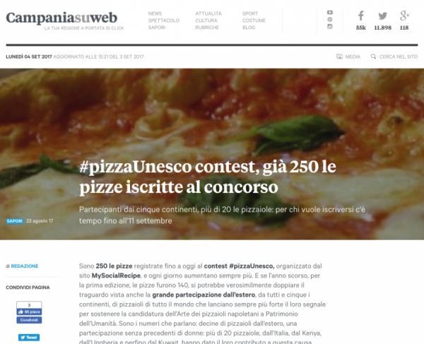 #pizzaUnesco contest, già 250 le pizze iscritte al concorso