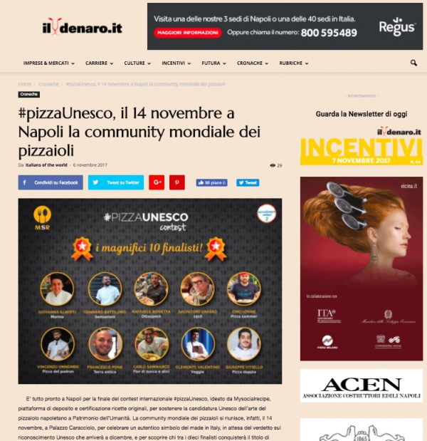 #pizzaUnesco, il 14 novembre a Napoli la community mondiale dei pizzaioli