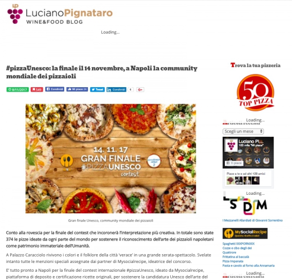 #pizzaUnesco: la finale il 14 novembre, a Napoli la community mondiale dei pizzaioli