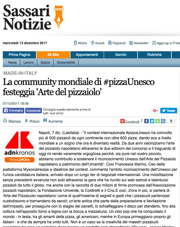 La community mondiale di #pizzaUnesco festeggia 'Arte del pizzaiolo'