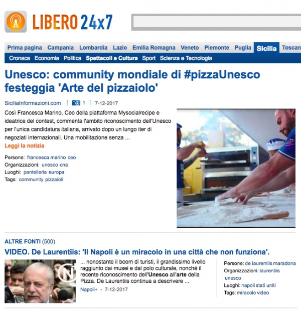 Unesco: community mondiale di #pizzaUnesco festeggia 'Arte del pizzaiolo'