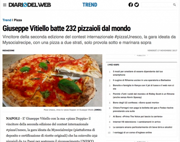 Giuseppe Vitiello batte 232 pizzaioli dal mondo