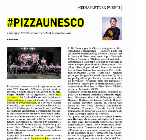 #PIZZAUNESCO Giuseppe Vitiello vince il contest internazionale