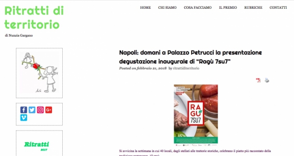 Napoli: domani a Palazzo Petrucci la presentazione degustazione inaugurale di “Ragù 7su7”