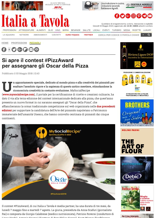Si apre il contest #PizzAward  per assegnare gli Oscar della Pizza