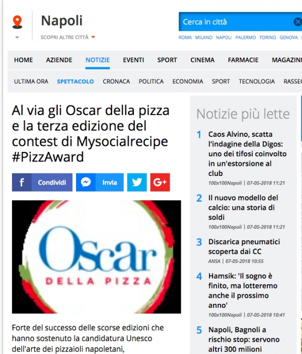 Al via gli Oscar della pizza e la terza edizione del contest di Mysocialrecipe #PizzAward