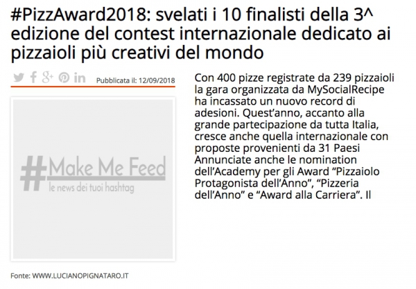 #PizzAward2018: svelati i 10 finalisti della 3^ edizione del contest internazionale dedicato ai pizzaioli più creativi del mondo