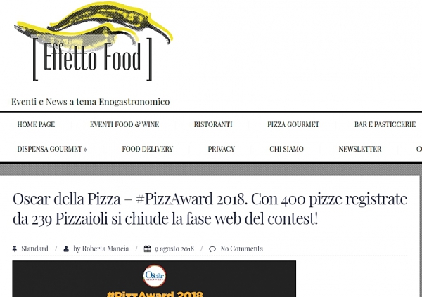 Oscar della Pizza – #PizzAward 2018. Con 400 pizze registrate da 239 Pizzaioli si chiude la fase web del contest!