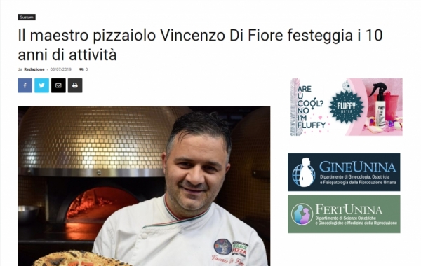 Il maestro pizzaiolo Vincenzo Di Fiore festeggia i 10 anni di attività