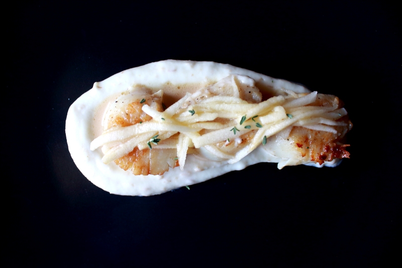 Capesante con purè di grano e cavolfiore