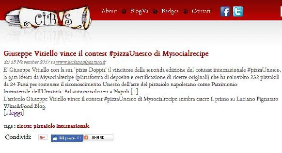 Giuseppe Vitiello vince il contest #pizzaUnesco di Mysocialrecipe