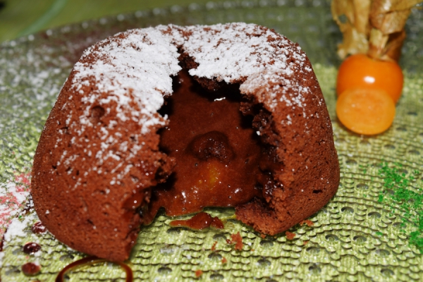 Tortino al Cioccolato con cuore di Arancia Amara