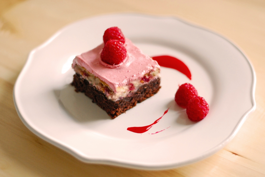 Brownies cheesecake ai lamponi