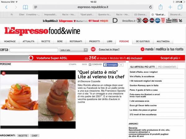 L'Espresso  food&wine parla di mysocialrecipe