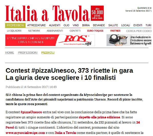 Contest #pizzaUnesco, 373 ricette in gara  La giuria deve scegliere i 10 finalisti