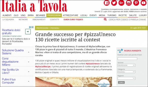 Grande successo per #pizzaUnesco  130 ricette iscritte al contest