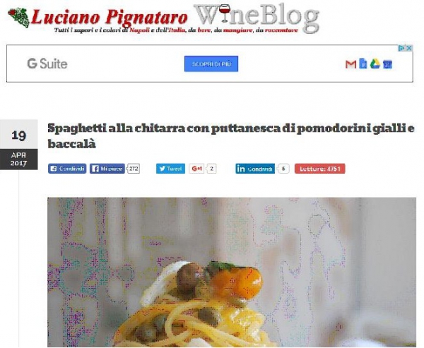 Spaghetti alla chitarra con puttanesca di pomodorini gialli e baccalà