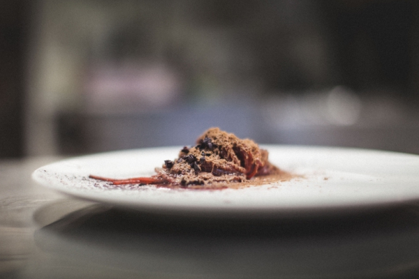 Spaghetti alle vinacce e fegato di colombaccio