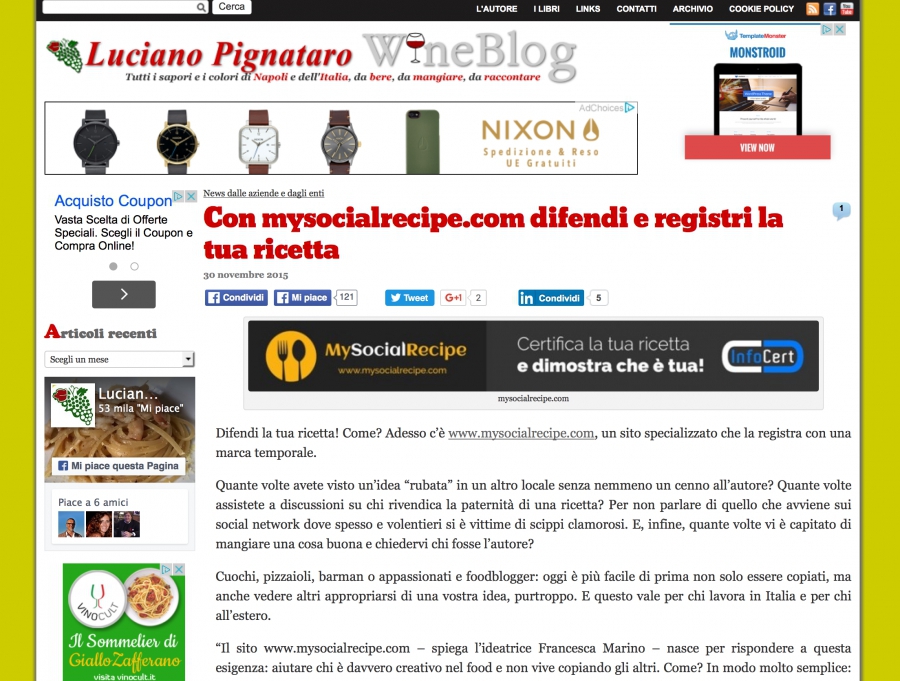 Con mysocialrecipe.com difendi e registri la tua ricetta