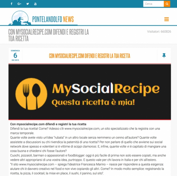 Con mysocialrecipe.com difendi e registri la tua ricetta