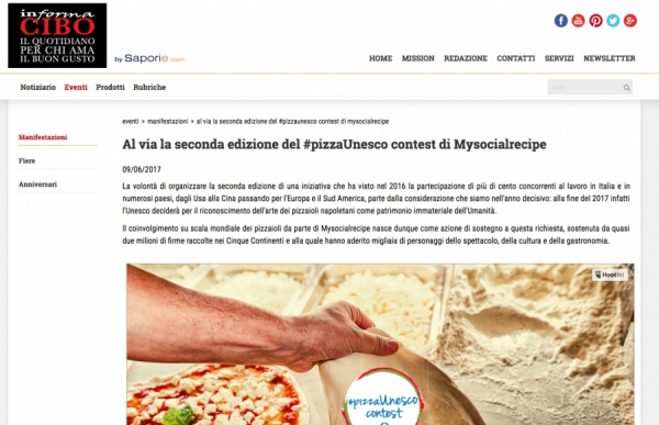 Al via la seconda edizione del #pizzaUnesco contest di Mysocialrecipe