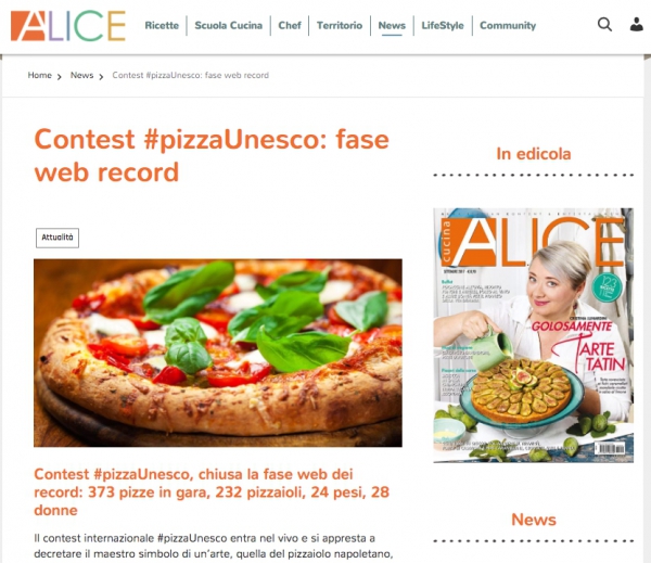 Contest #pizzaUnesco: fase web record