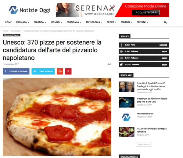 Unesco: 370 pizze per sostenere la candidatura dell’arte del pizzaiolo napoletano