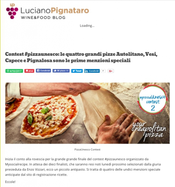 Contest #pizzaunesco: le quattro grandi pizze Autolitano, Vesi, Capece e Pignalosa sono le prime menzioni speciali