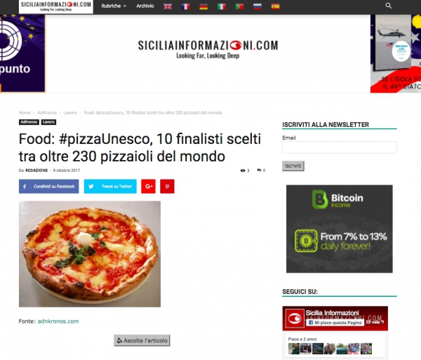 Food: #pizzaUnesco, 10 finalisti scelti tra oltre 230 pizzaioli del mondo 