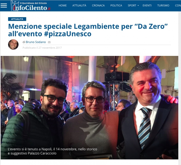 Menzione speciale Legambiente per “Da Zero” all’evento #pizzaUnesco