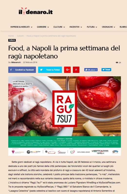 Food, a Napoli la prima settimana del ragù napoletano
