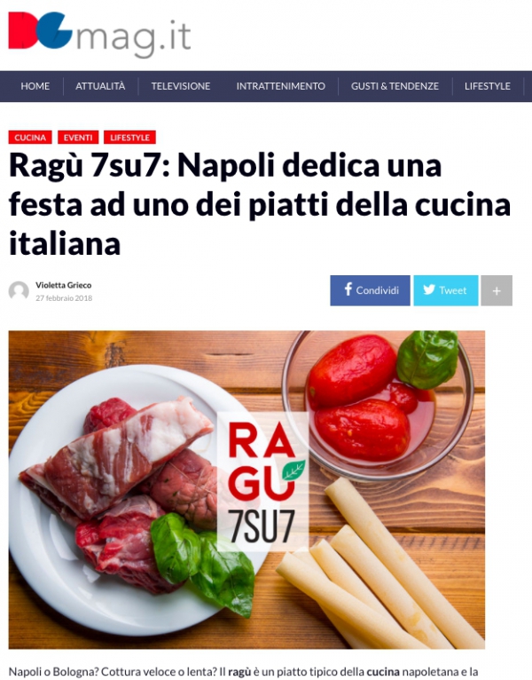 Ragù 7su7: Napoli dedica una festa ad uno dei piatti della cucina italiana