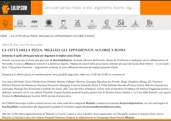 LA CITTÀ DELLA PIZZA: MIGLIAIA GLI APPASSIONATI ACCORSI A ROMA