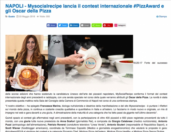 Mysocialrecipe lancia il contest internazionale #PizzAward e gli Oscar della Pizza