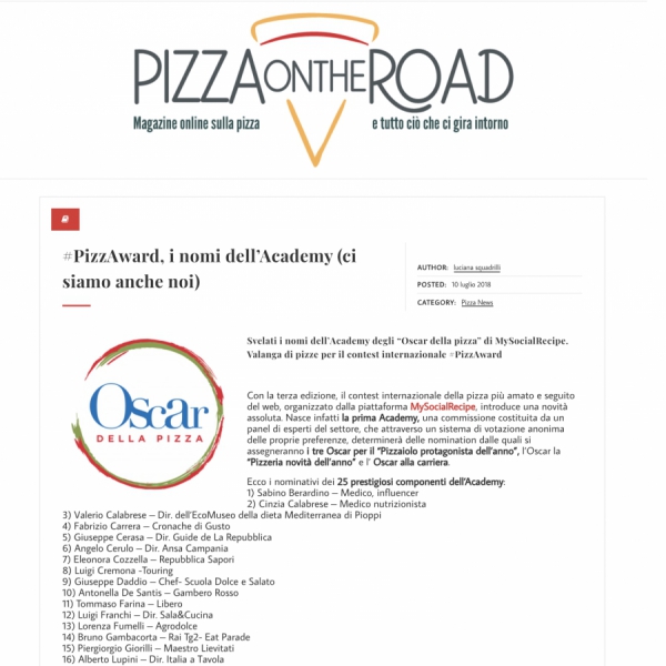 #PizzAward, i nomi dell’Academy (ci siamo anche noi)