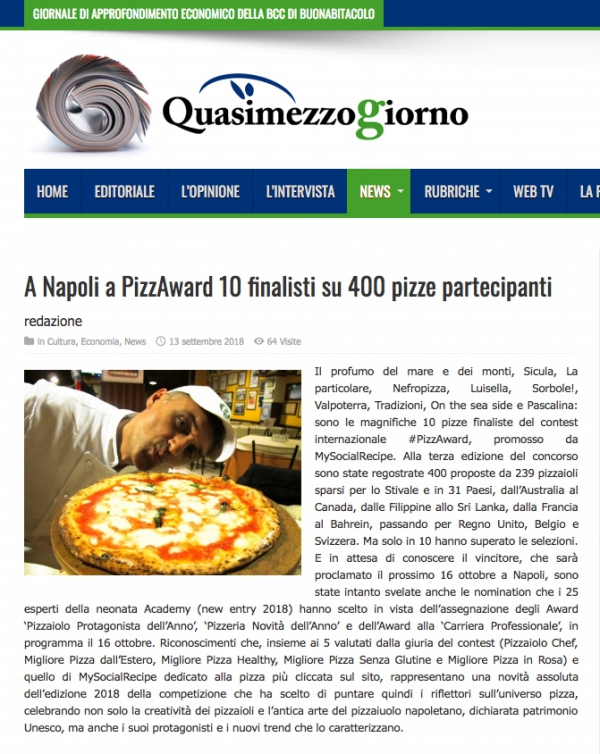 A Napoli a PizzAward 10 finalisti su 400 pizze partecipanti