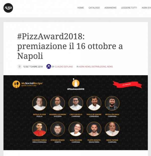 #PizzAward2018: premiazione il 16 ottobre a Napoli