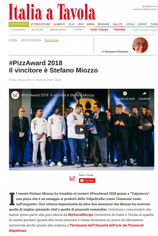 #PizzAward 2018  Il vincitore è Stefano Miozzo