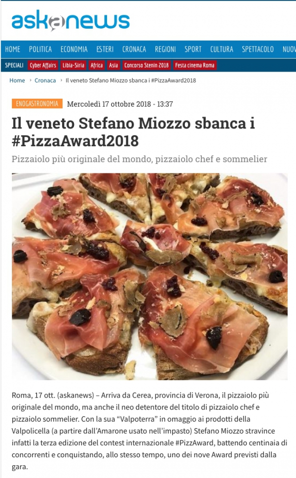 Il veneto Stefano Miozzo sbanca i #PizzaAward2018