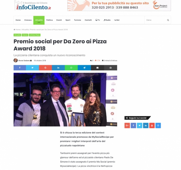 Premio social per Da Zero ai Pizza Award 2018