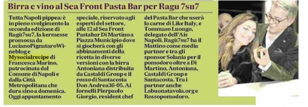 Birra e vino al Sea Front Pasta Bar per Ragu 7su7 Tutta Napoli pippea