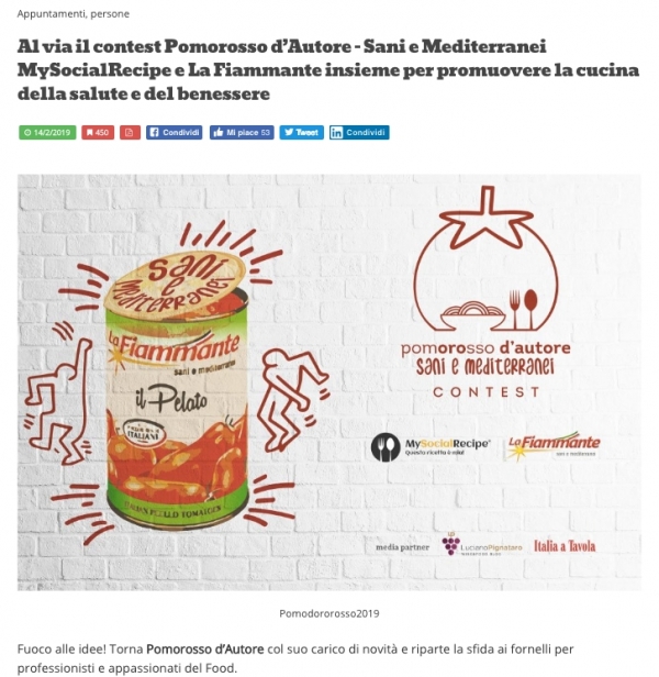 Al via il contest Pomorosso d’Autore – Sani e Mediterranei MySocialRecipe e La Fiammante insieme per promuovere la cucina della salute e del benessere