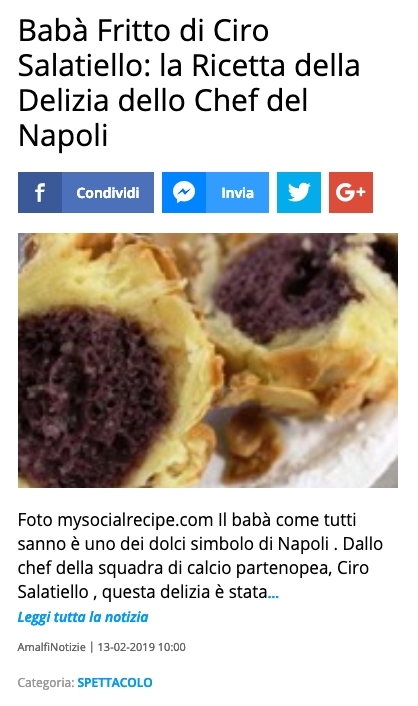 Babà Fritto di Ciro Salatiello: la Ricetta della Delizia dello Chef del Napoli