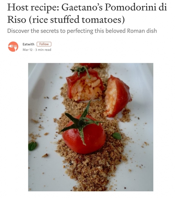 Host recipe: Gaetano’s Pomodorini di Riso (rice stuffed tomatoes)