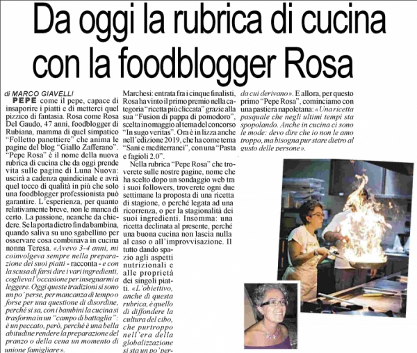 Da oggi la rubrica di cucina con la foodblogger Rosa